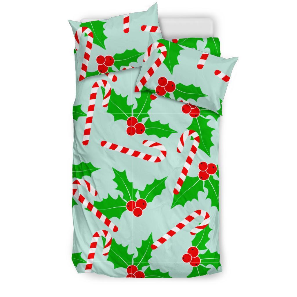 Christmas Candy Cane Pattern Print Duvet Cover Bedding Set-grizzshop