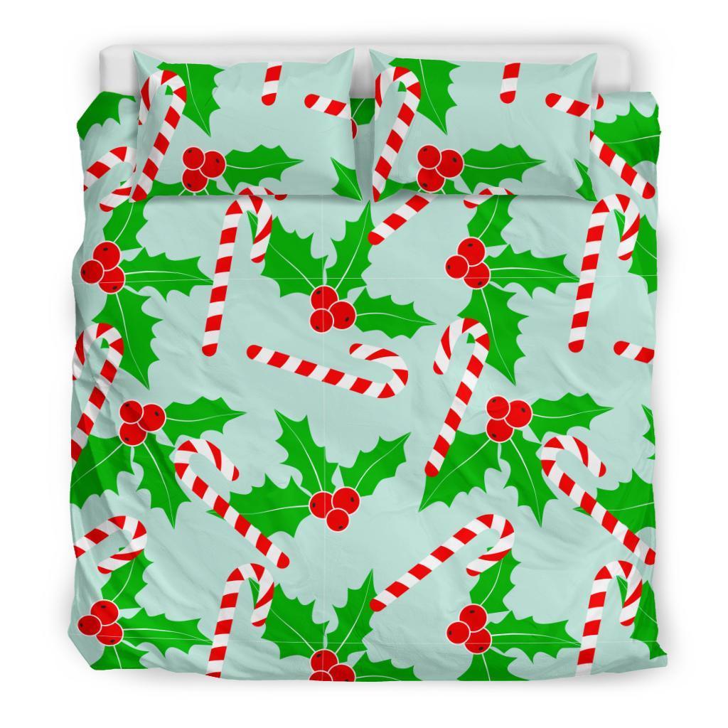 Christmas Candy Cane Pattern Print Duvet Cover Bedding Set-grizzshop