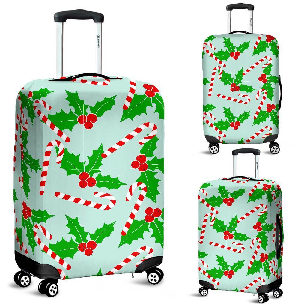 Christmas Candy Cane Pattern Print Luggage Cover Protector-grizzshop