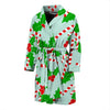 Christmas Candy Cane Pattern Print Men Long Robe-grizzshop