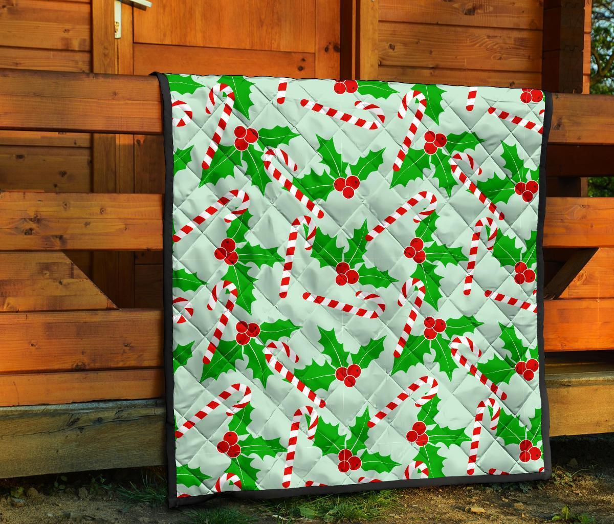 Christmas Candy Cane Pattern Print Quilt-grizzshop