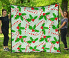 Christmas Candy Cane Pattern Print Quilt-grizzshop