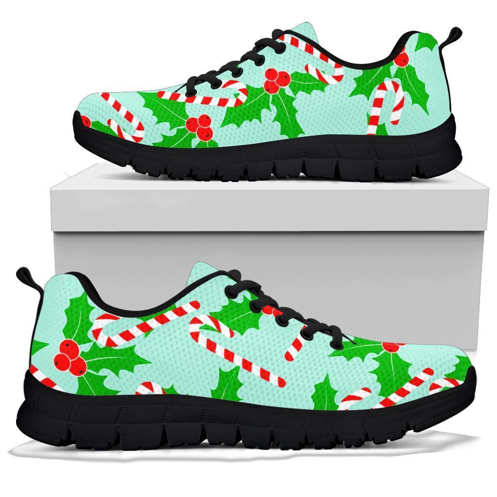 Christmas Candy Cane Pattern Print Sneaker Shoes For Men Women-grizzshop