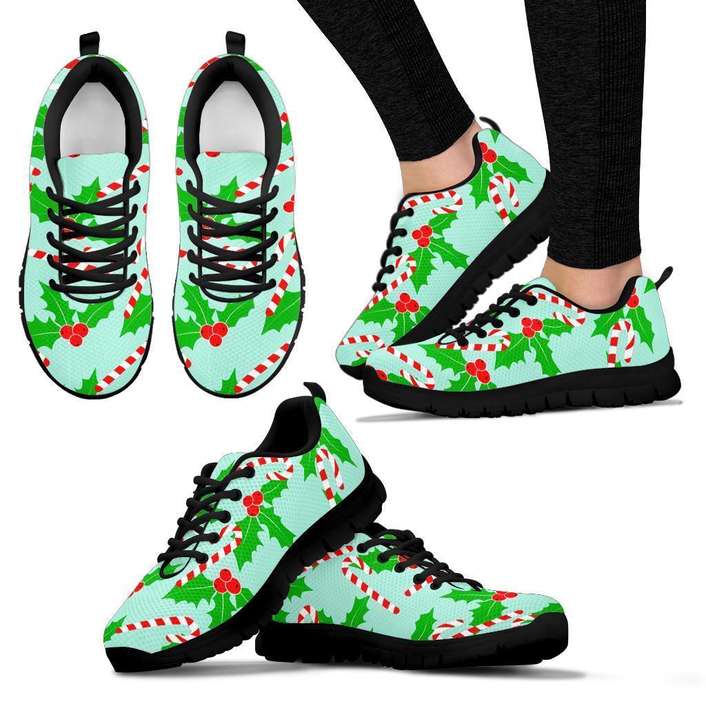 Christmas Candy Cane Pattern Print Sneaker Shoes For Men Women-grizzshop