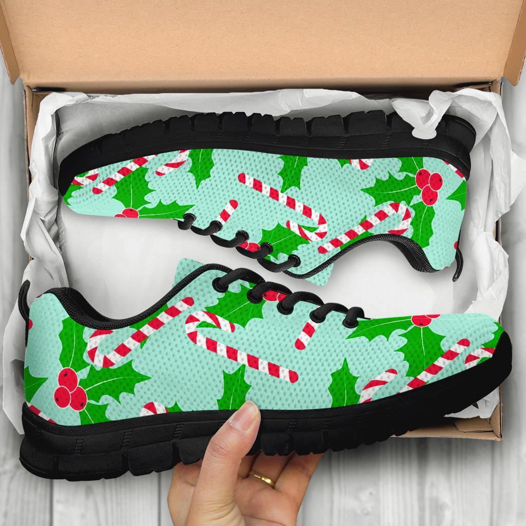 Christmas Candy Cane Pattern Print Sneaker Shoes For Men Women-grizzshop