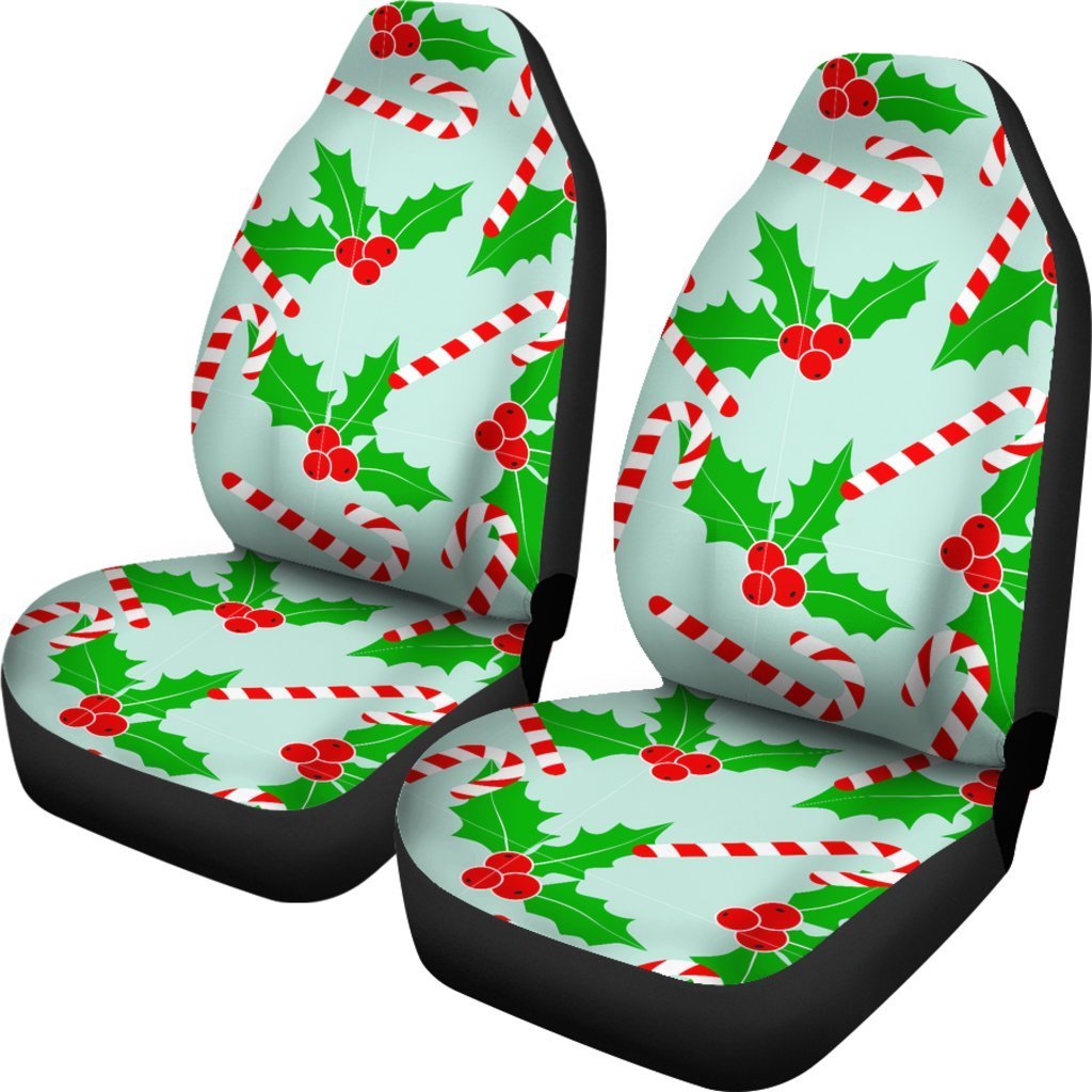 Christmas Candy Cane Pattern Print Universal Fit Car Seat Covers-grizzshop