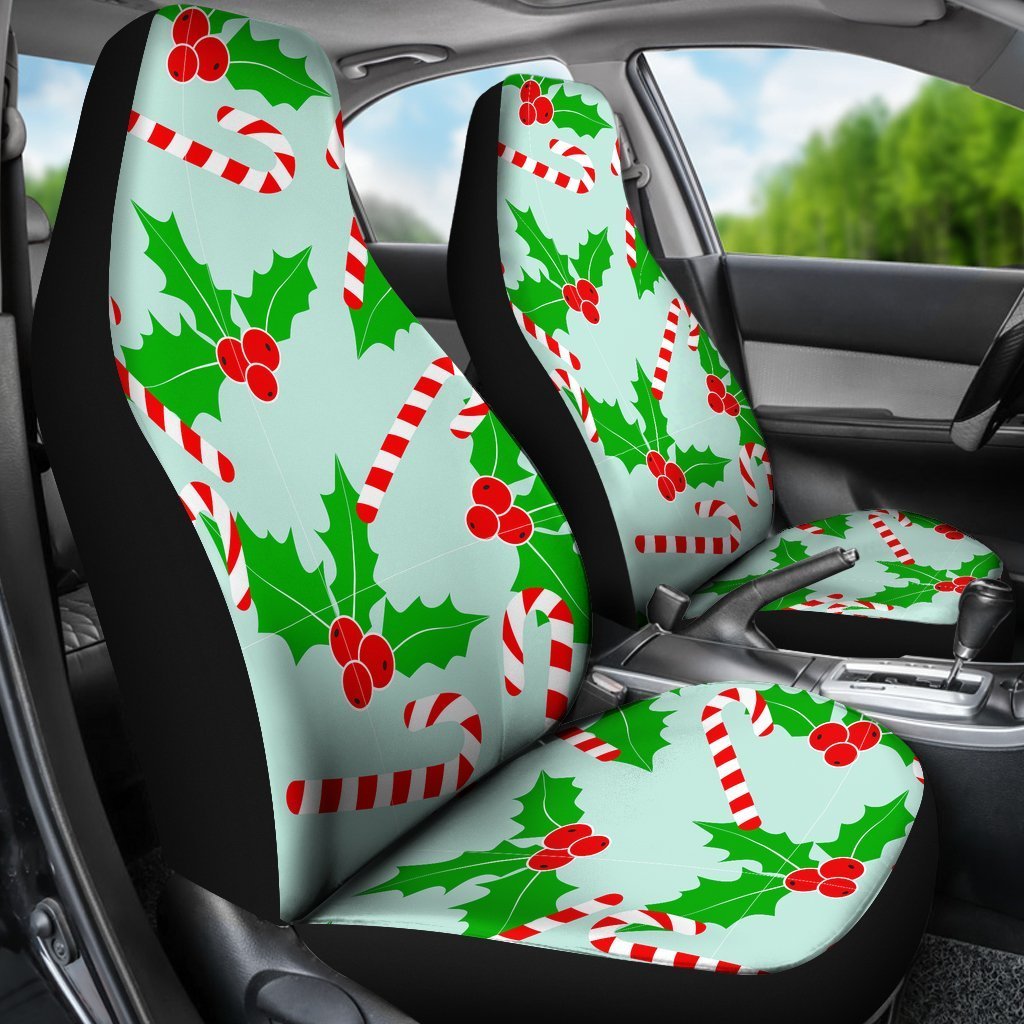 Christmas Candy Cane Pattern Print Universal Fit Car Seat Covers-grizzshop