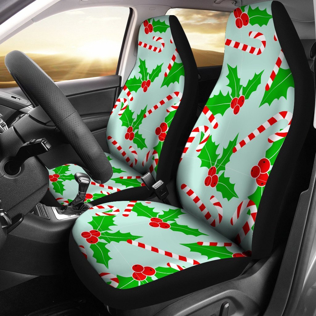 Christmas Candy Cane Pattern Print Universal Fit Car Seat Covers-grizzshop