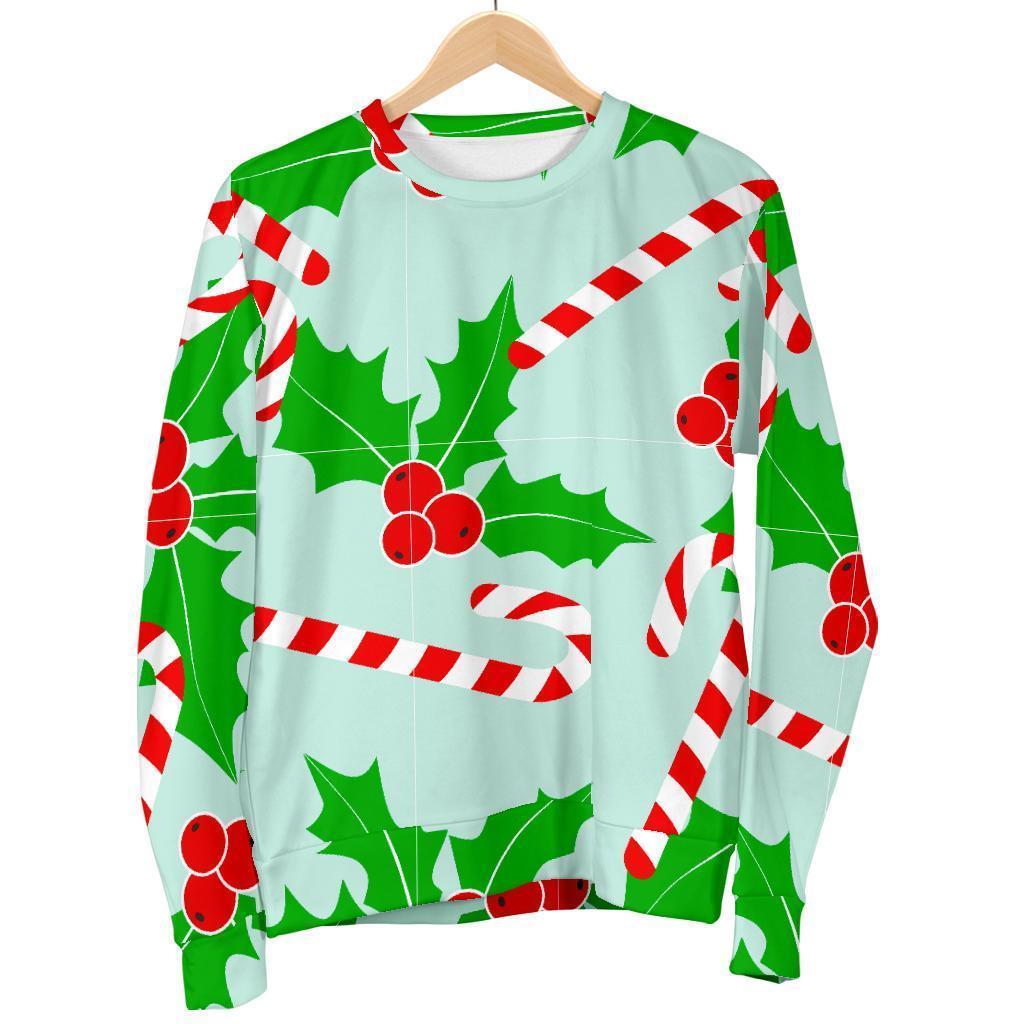 Christmas Candy Cane Pattern Print Women's Sweatshirt-grizzshop