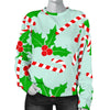 Christmas Candy Cane Pattern Print Women's Sweatshirt-grizzshop