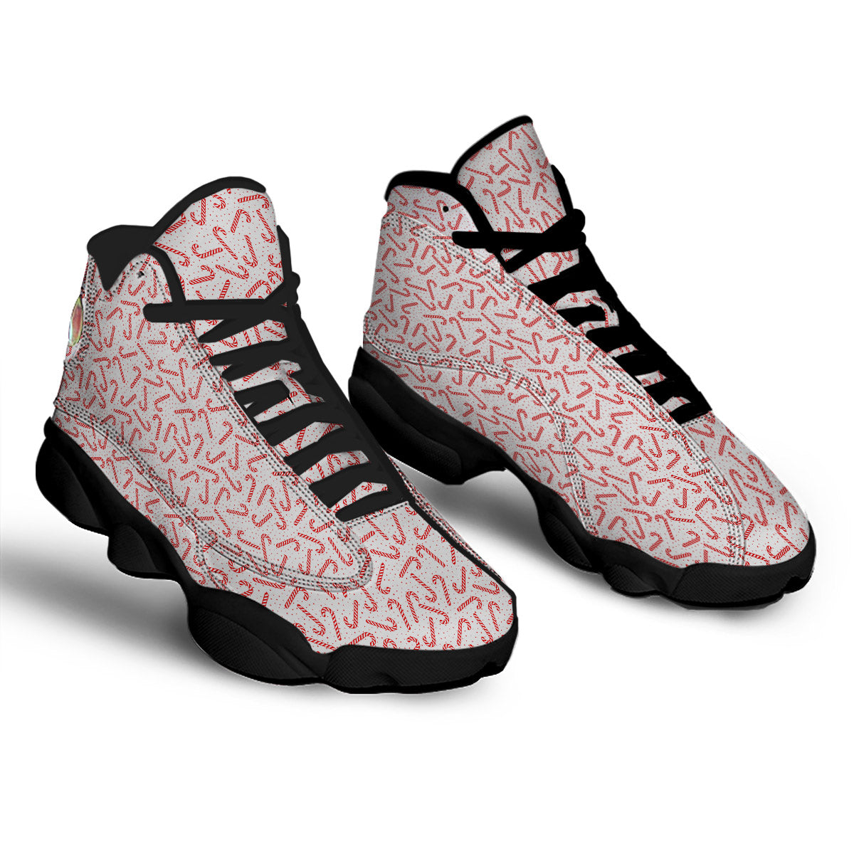 Christmas Candy Print Pattern Black Basketball Shoes-grizzshop