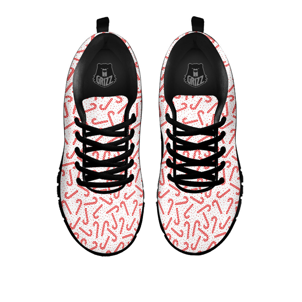 Christmas Candy Print Pattern Black Sneaker-grizzshop