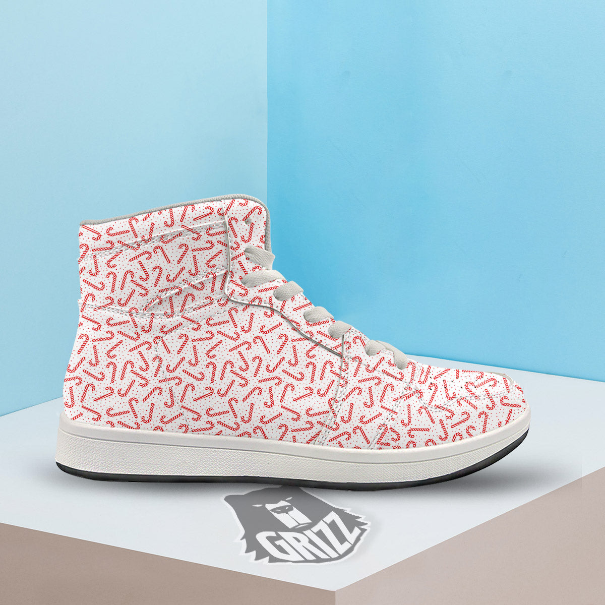 Christmas Candy Print Pattern High Top Sneakers-grizzshop