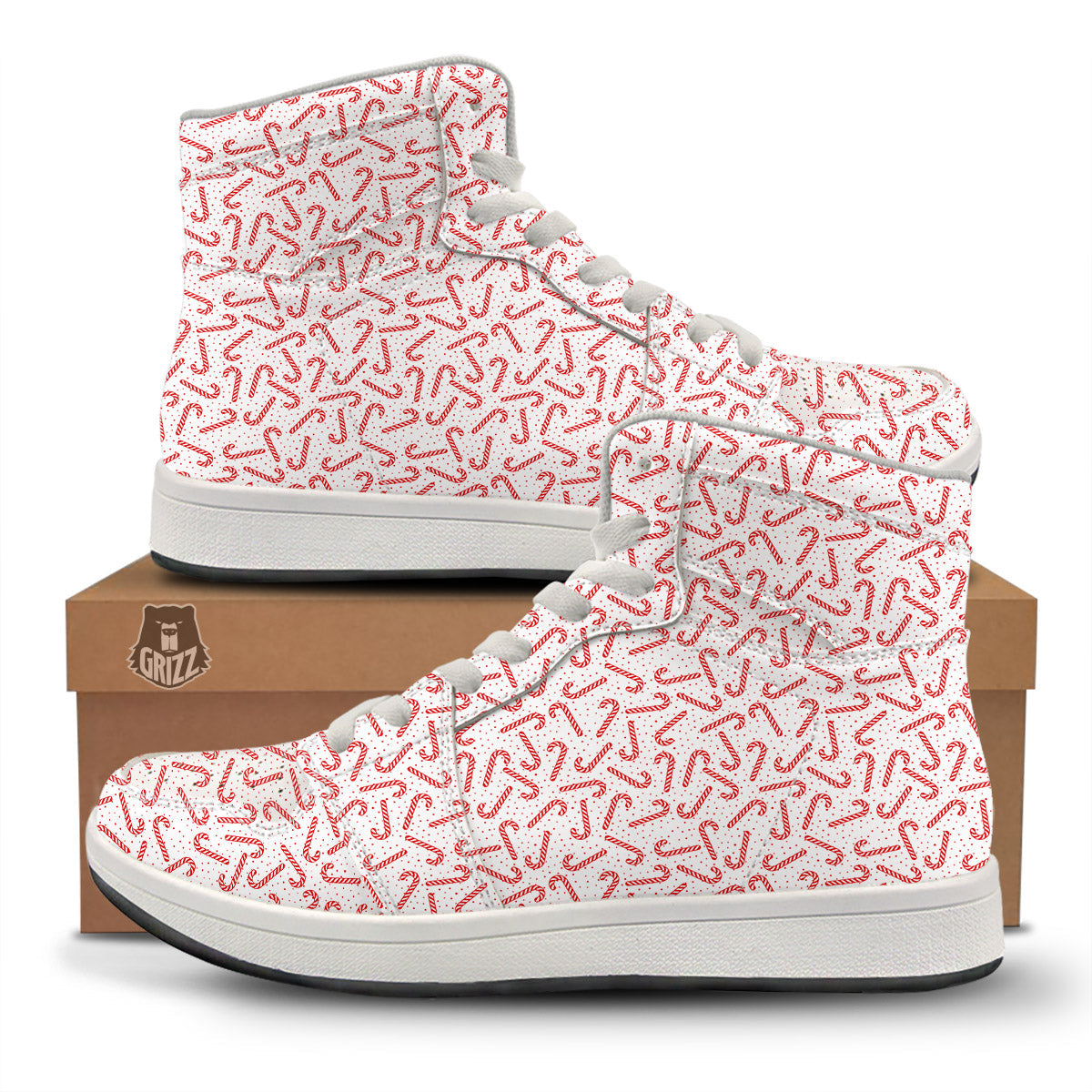 Christmas Candy Print Pattern High Top Sneakers-grizzshop