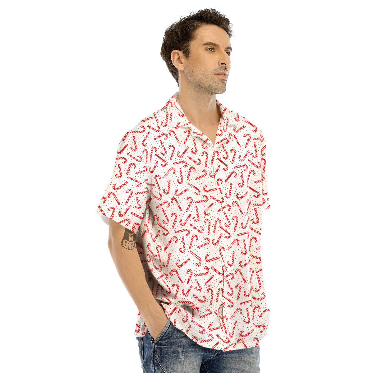 Christmas Candy Print Pattern Men's Hawaiian Shirt-grizzshop