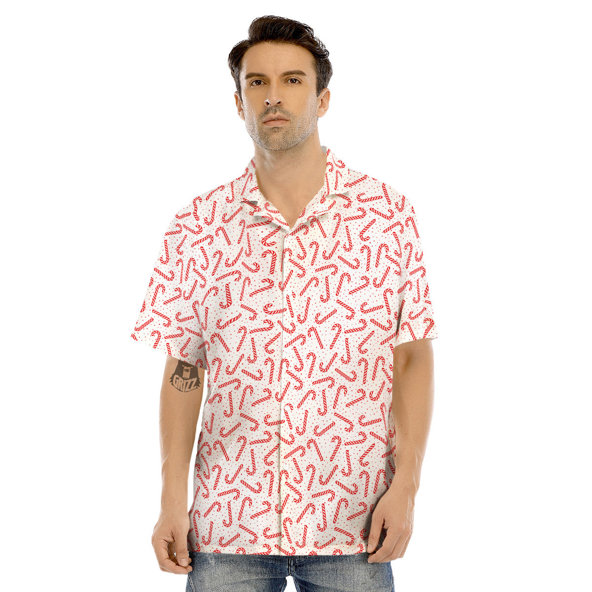 Christmas Candy Print Pattern Men's Hawaiian Shirt-grizzshop