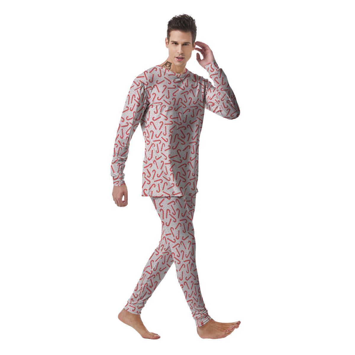 Christmas Candy Print Pattern Men's Pajamas-grizzshop