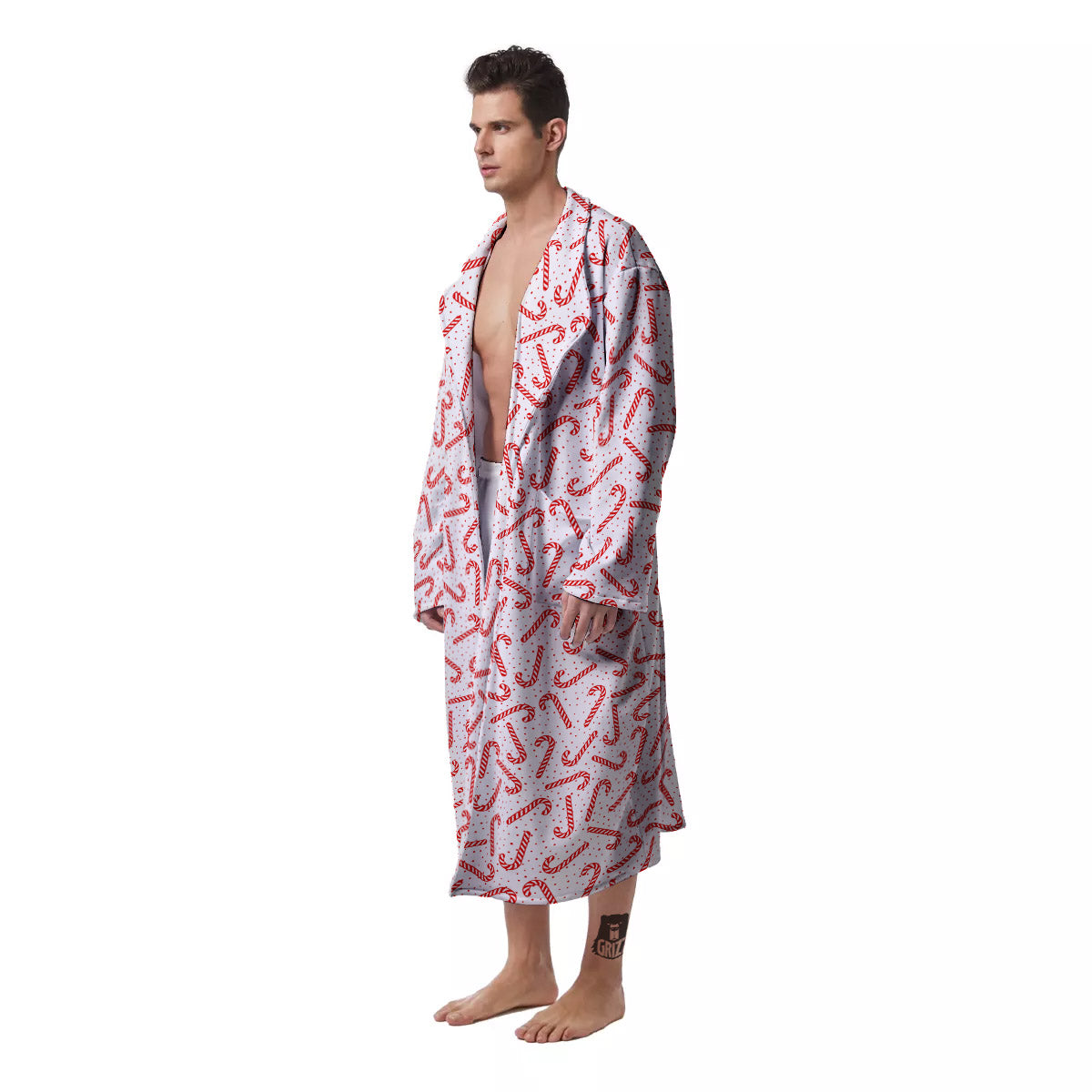Christmas Candy Print Pattern Men's Robe-grizzshop