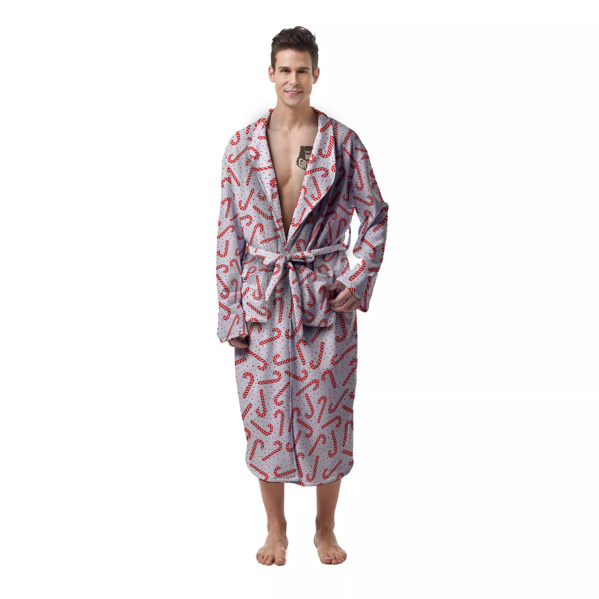 Christmas Candy Print Pattern Men's Robe-grizzshop