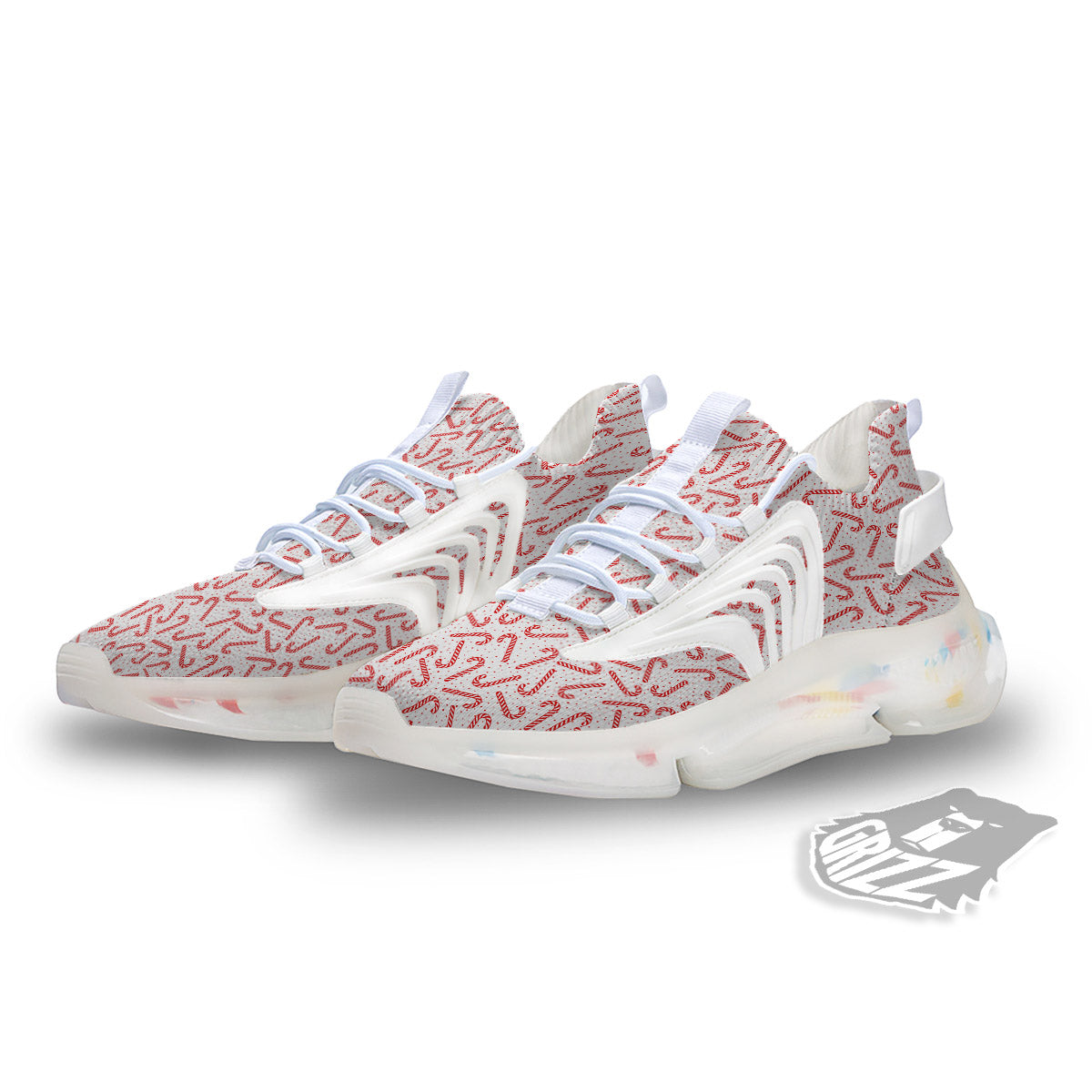 Christmas Candy Print Pattern White Gym Shoes-grizzshop