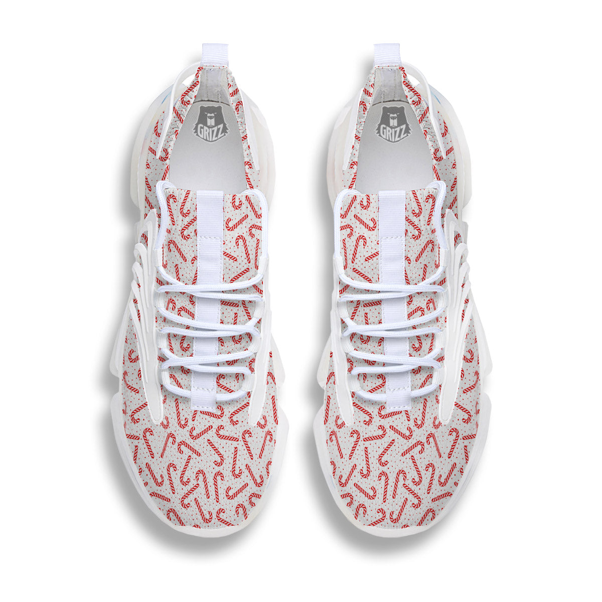 Christmas Candy Print Pattern White Gym Shoes-grizzshop