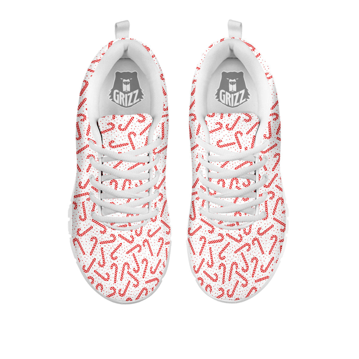 Christmas Candy Print Pattern White Sneaker-grizzshop