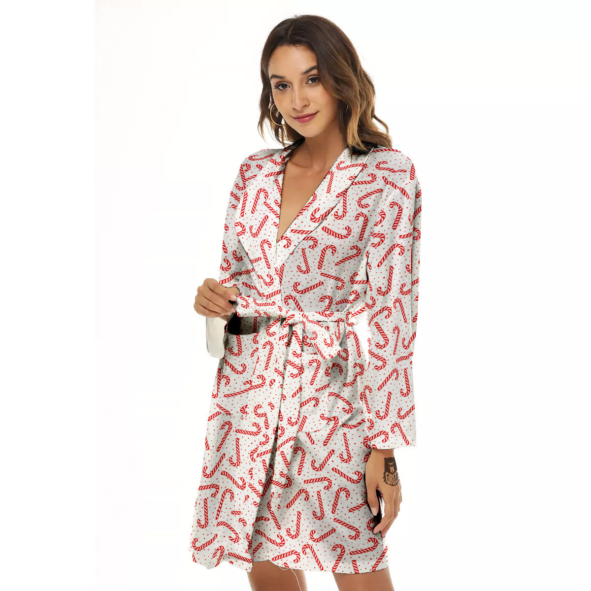 Christmas Candy Print Pattern Women's Robe-grizzshop