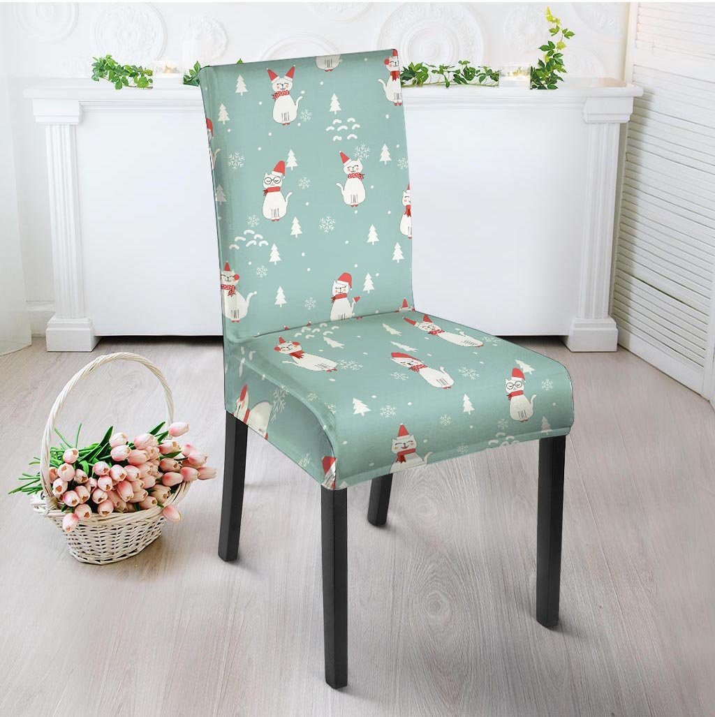 Christmas Cat Print Chair Cover-grizzshop