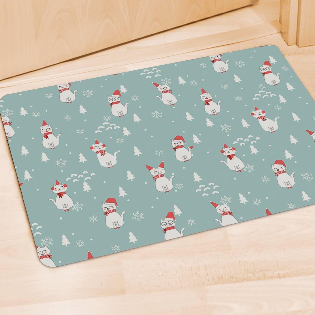 Christmas Cat Print Door Mat-grizzshop