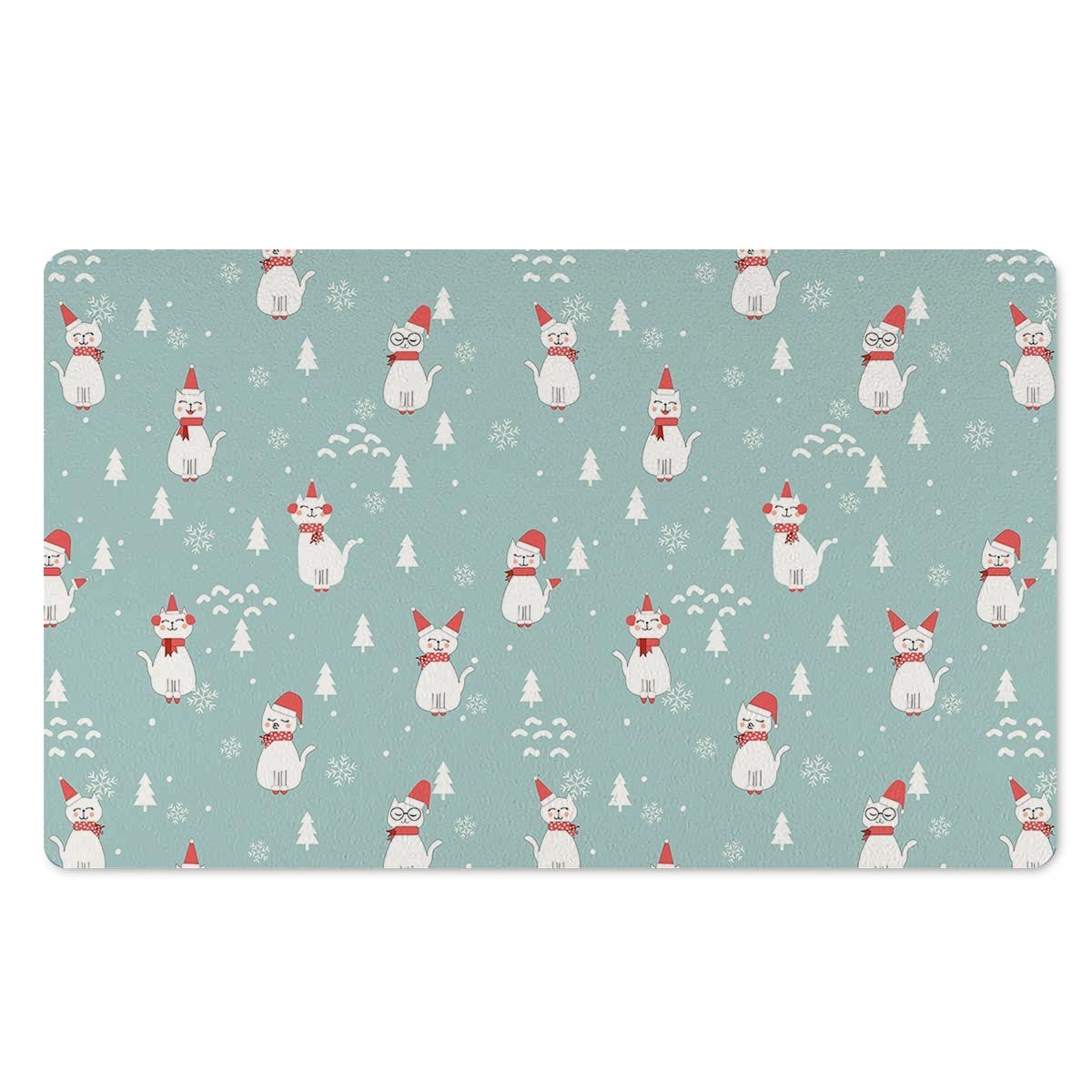 Christmas Cat Print Door Mat-grizzshop