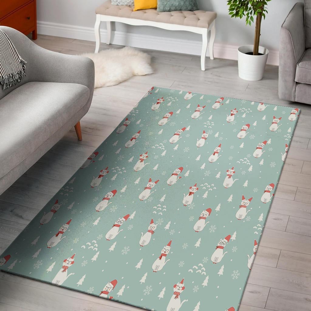 Christmas Cat Print Floor Mat-grizzshop