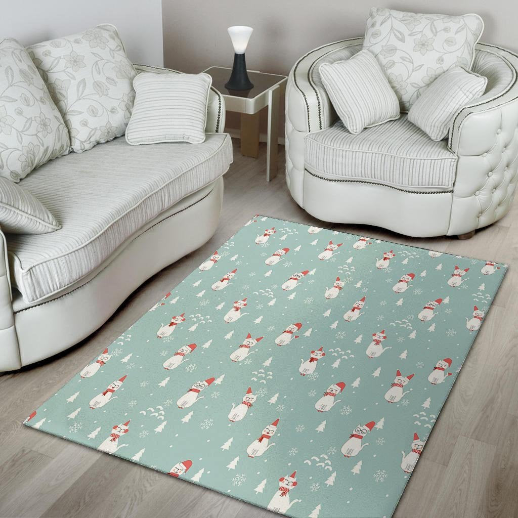 Christmas Cat Print Floor Mat-grizzshop