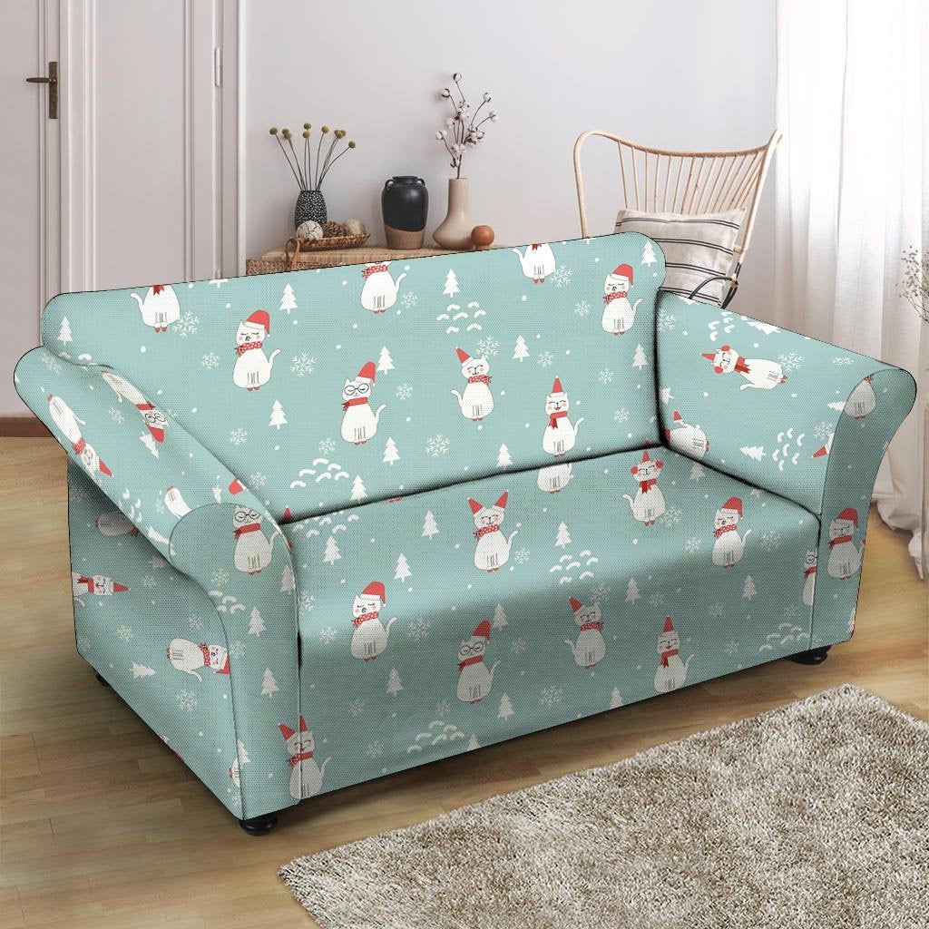 Christmas Cat Print Loveseat Cover-grizzshop