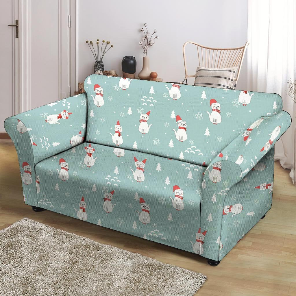 Christmas Cat Print Loveseat Cover-grizzshop