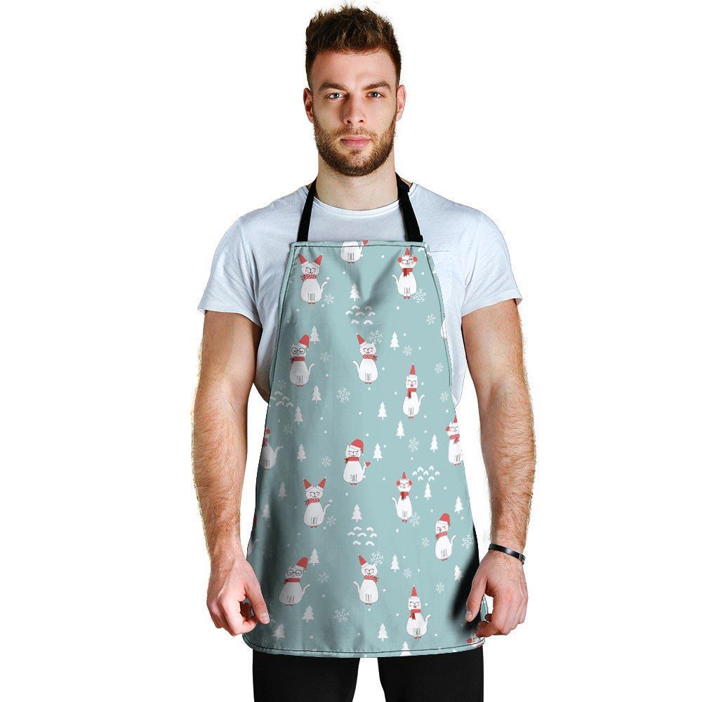 Christmas Cat Print Men's Apron-grizzshop