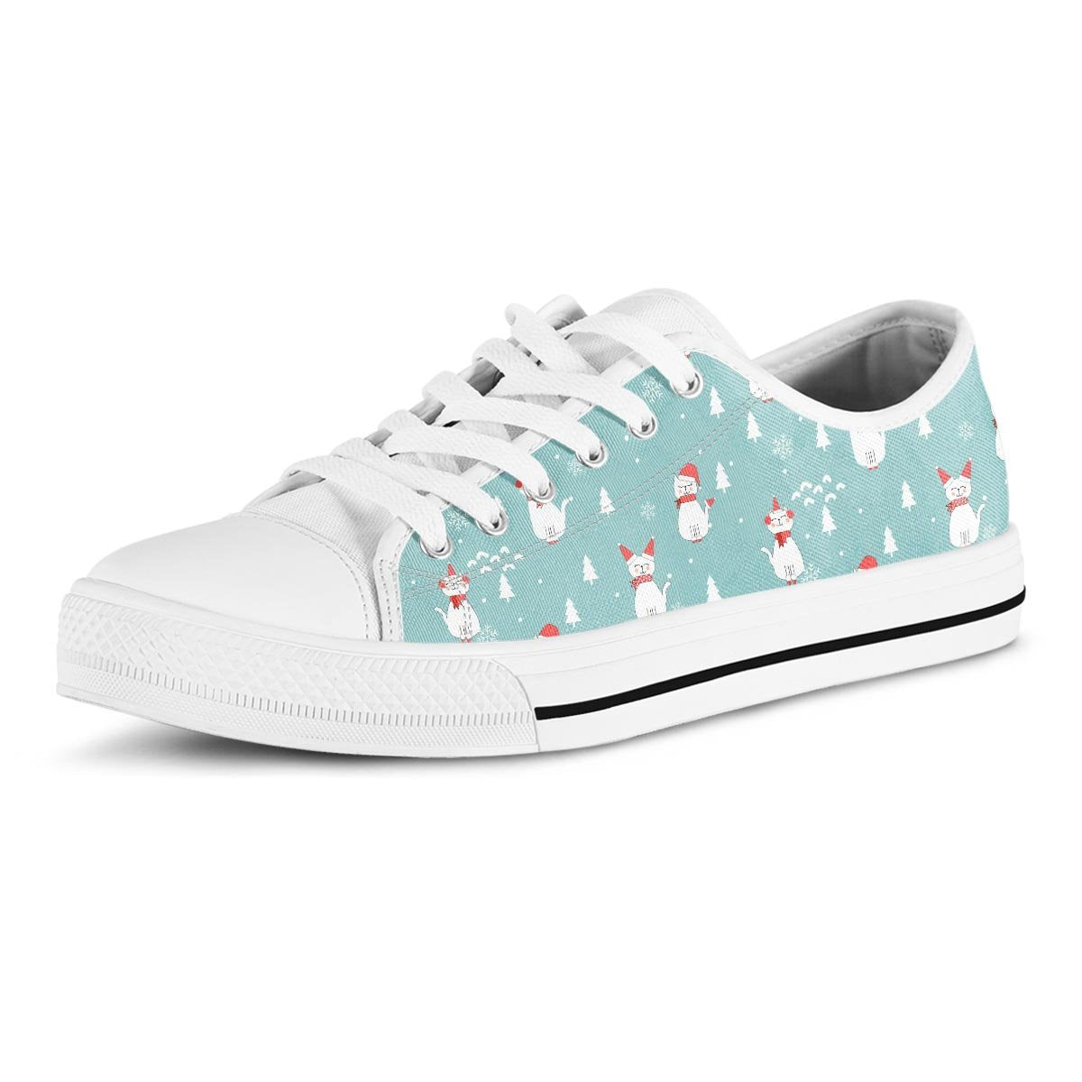 Christmas Cat Print Men's Low Top Shoes-grizzshop