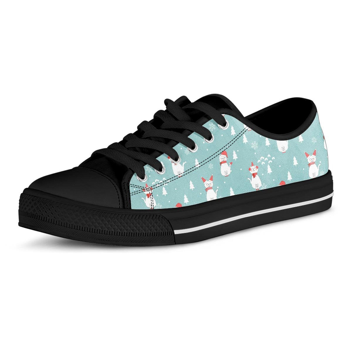 Christmas Cat Print Men's Low Top Shoes-grizzshop