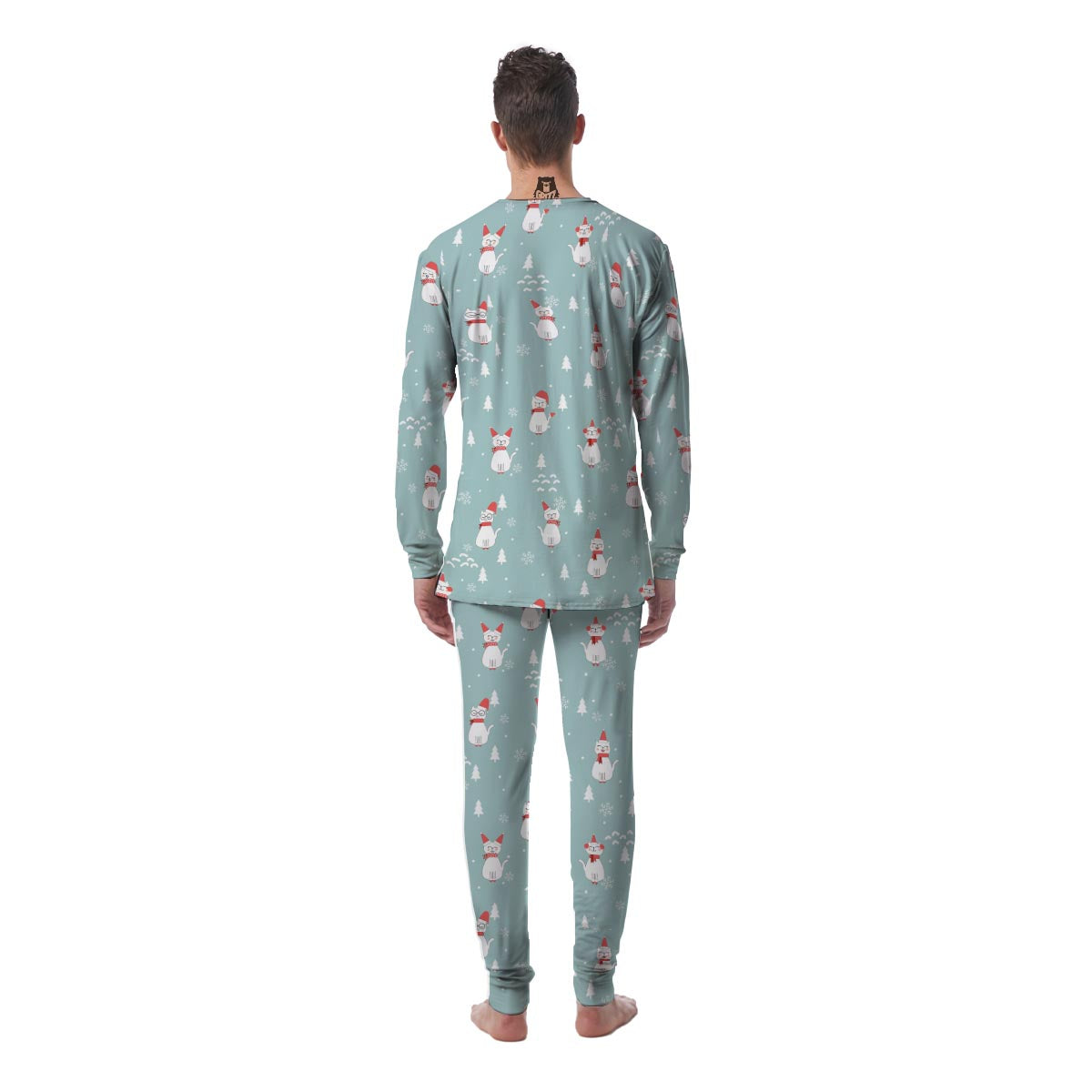 Christmas Cat Print Men's Pajamas-grizzshop