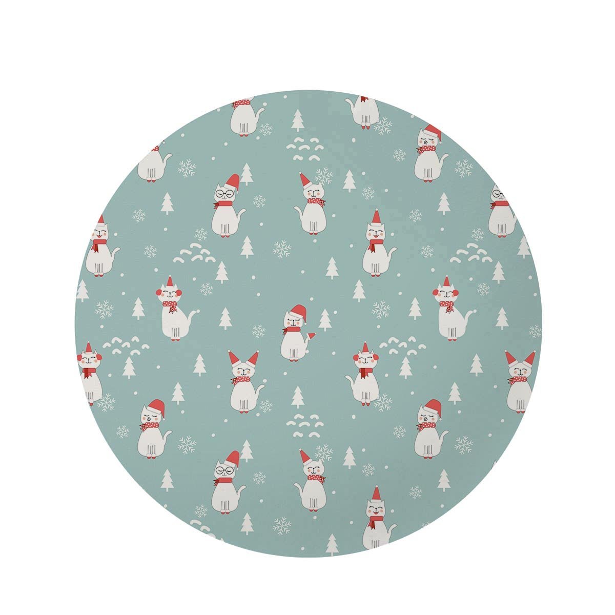 Christmas Cat Print Round Rug-grizzshop