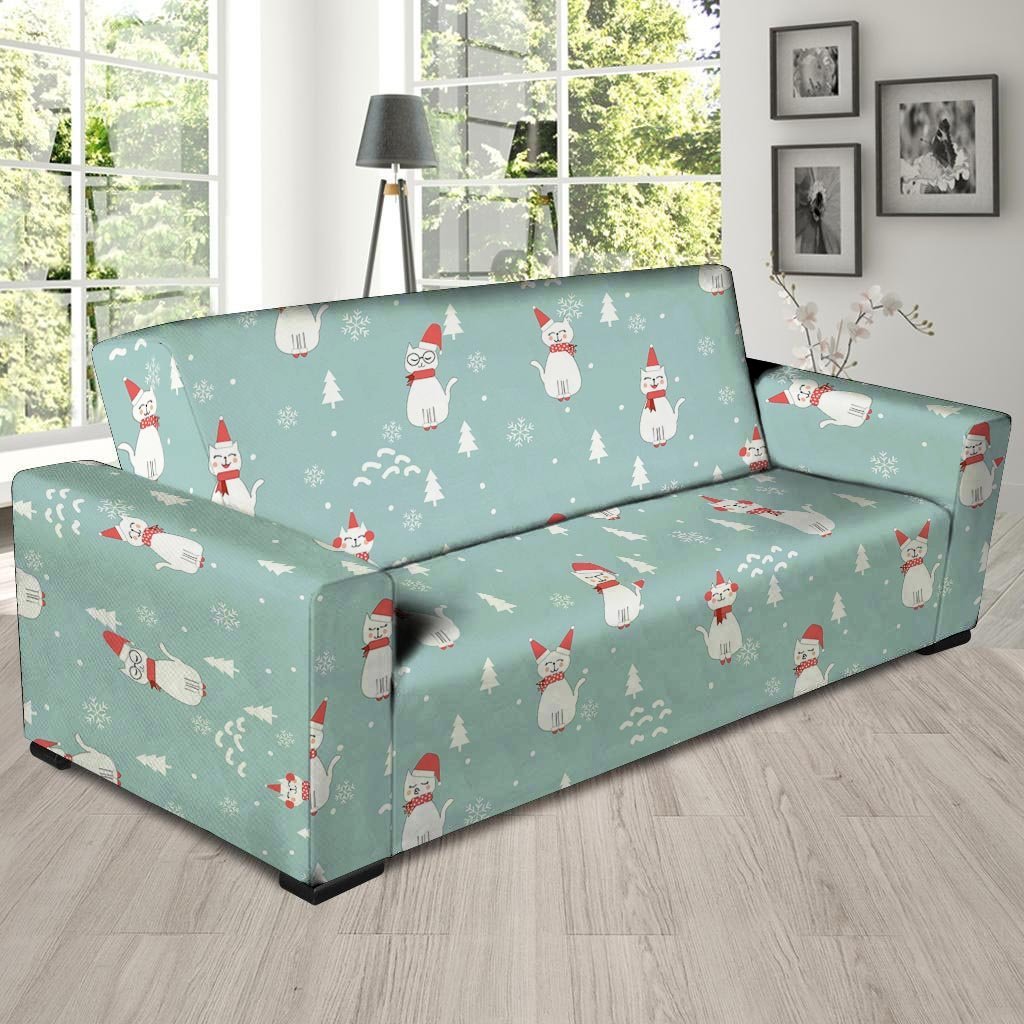 Christmas Cat Print Sofa Cover-grizzshop