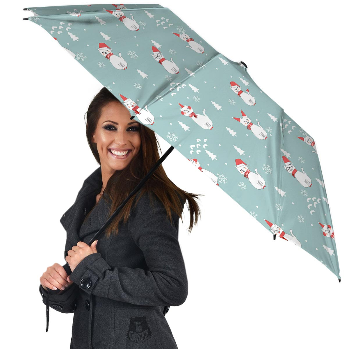 Christmas Cat Print Umbrella-grizzshop