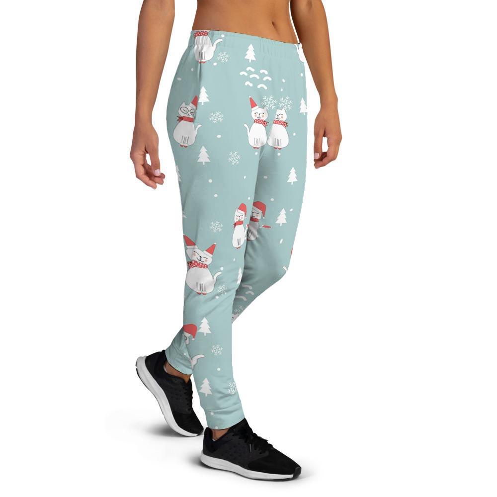 Christmas Cat Print Women's Joggers-grizzshop