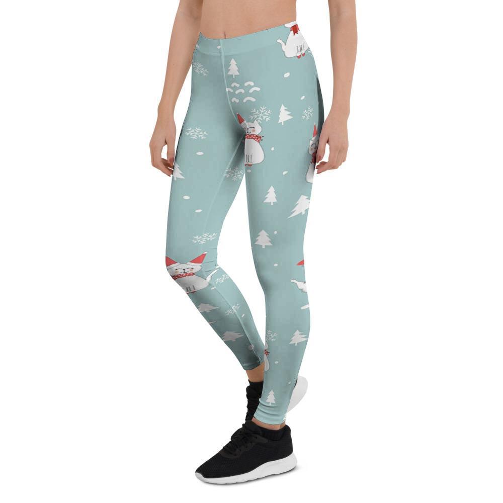 Christmas Cat Print Women's Leggings-grizzshop