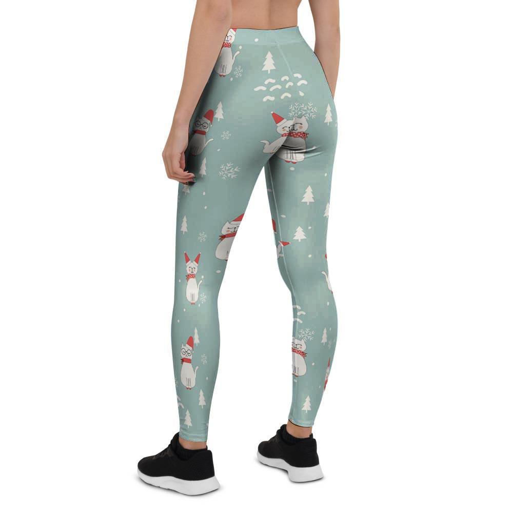 Christmas Cat Print Women's Leggings-grizzshop