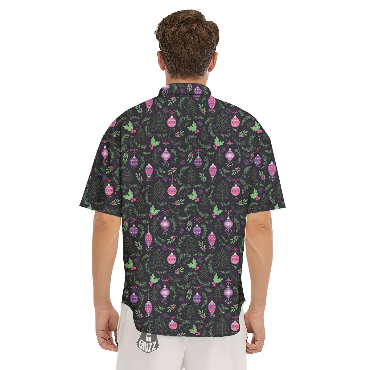 Christmas Decoration Print Pattern Men's Short Sleeve Shirts-grizzshop