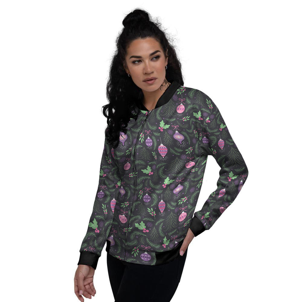 Christmas Decoration Print Pattern Women's Bomber Jacket-grizzshop