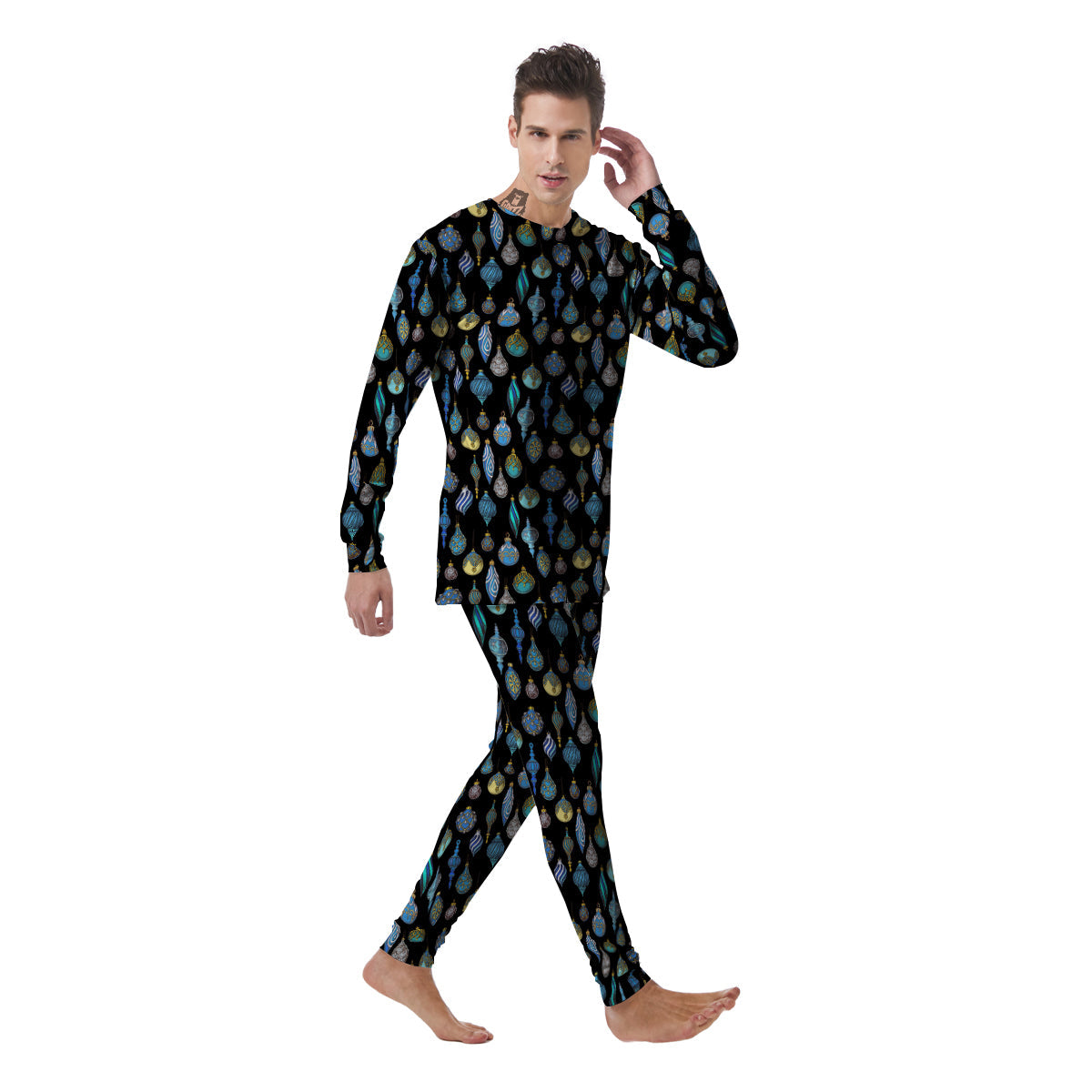 Christmas Decorations Drawing Print Pattern Men's Pajamas-grizzshop