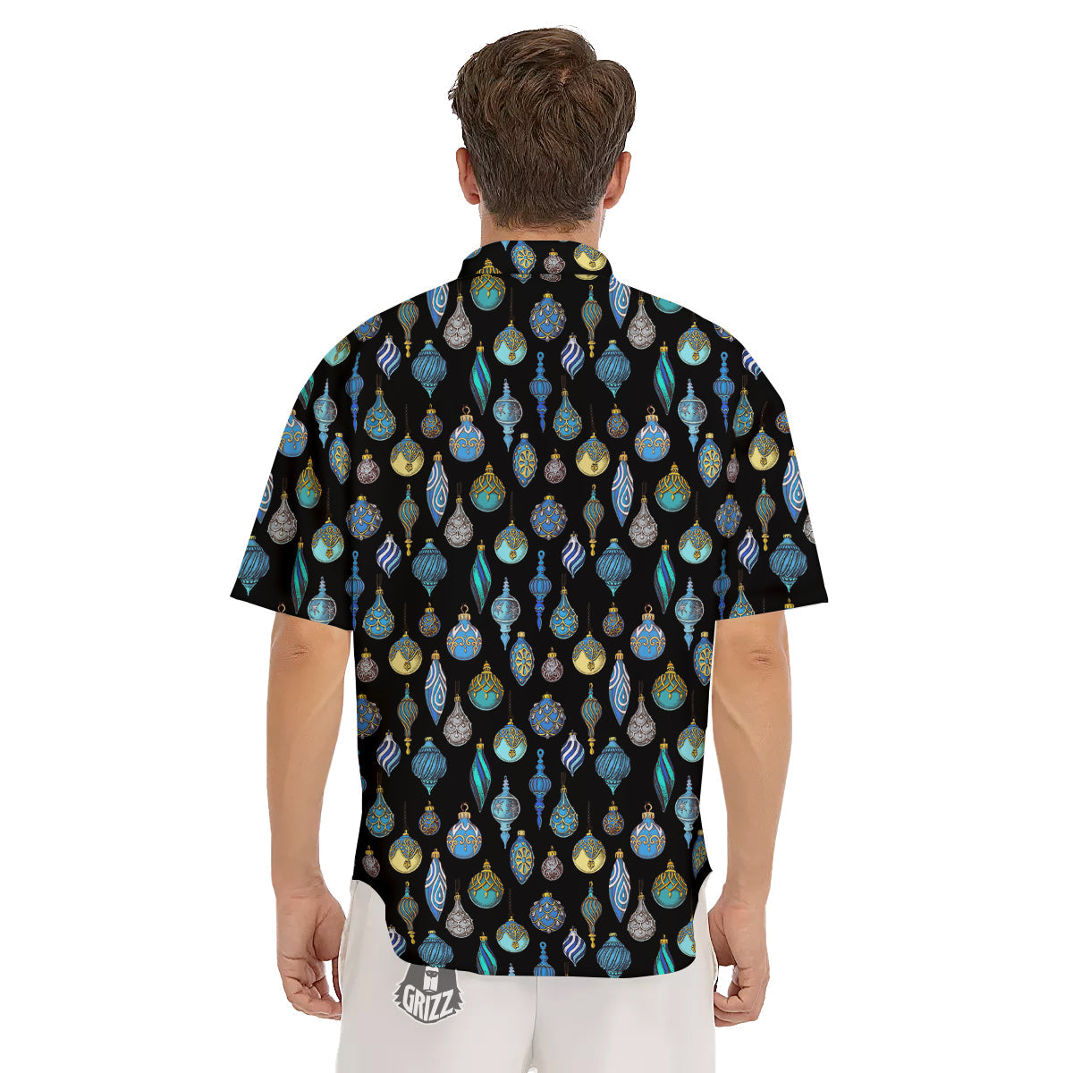 Christmas Decorations Drawing Print Pattern Men's Short Sleeve Shirts-grizzshop