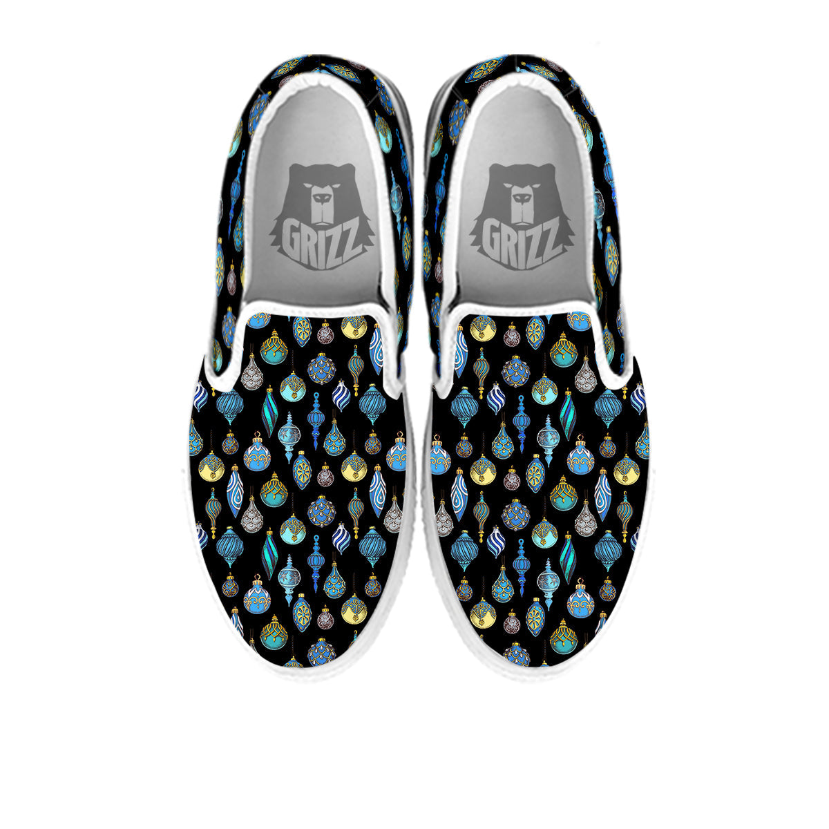 Christmas Decorations Drawing Print Pattern White Slip On Shoes-grizzshop
