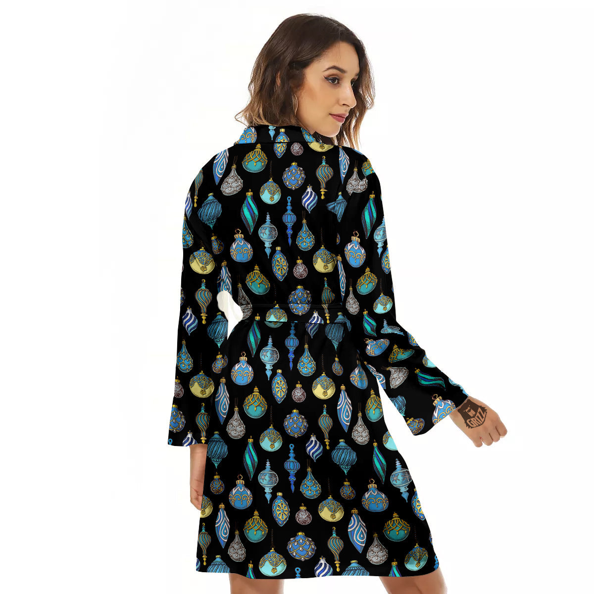 Christmas Decorations Drawing Print Pattern Women's Robe-grizzshop